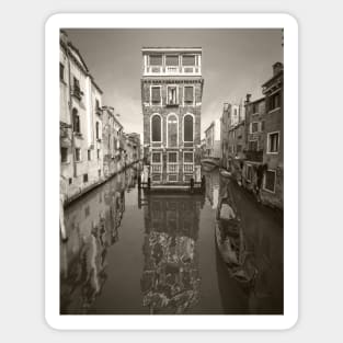 Venice Canal in Black and White Sticker